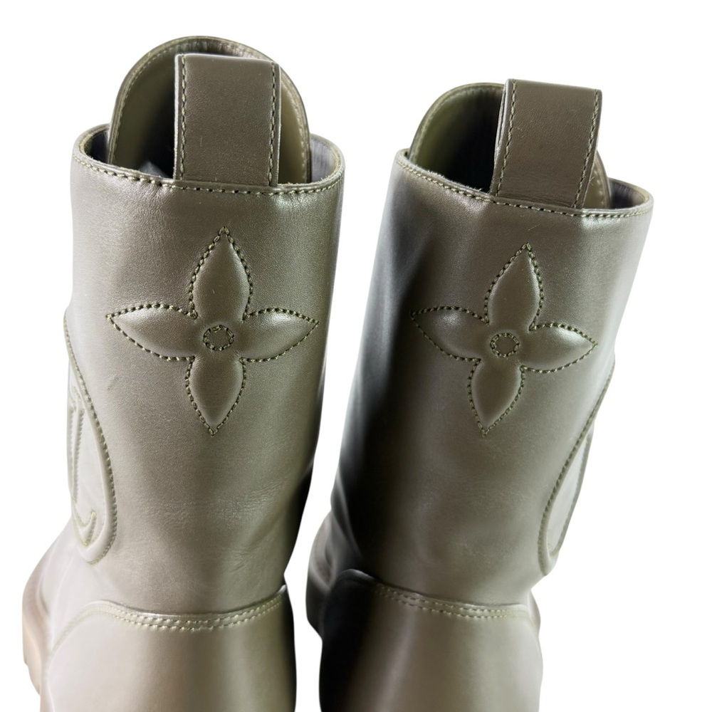 LOUIS VUITTON Green Khaki Flat Territory Women's Ranger Combat Boots 36.5 - 6.5 - Picture 8 of 17